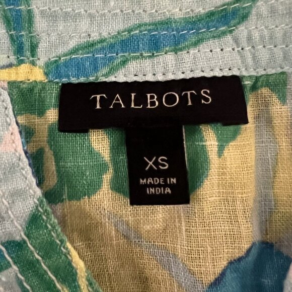 TALBOTS Linen Tank Top Women’s Size XS Floral ColorfulSleeveless Blouse Light - Picture 6 of 8